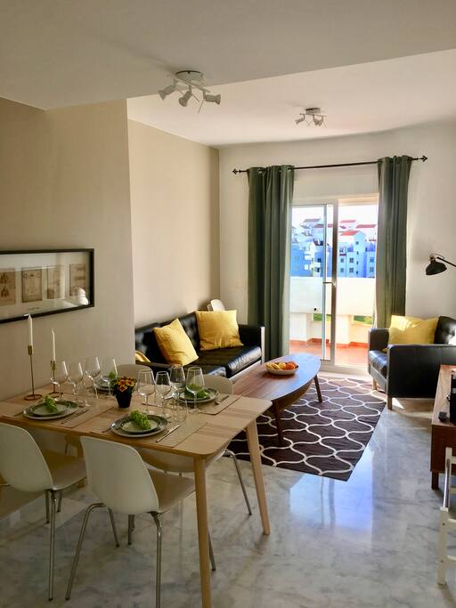 Living room and dining area