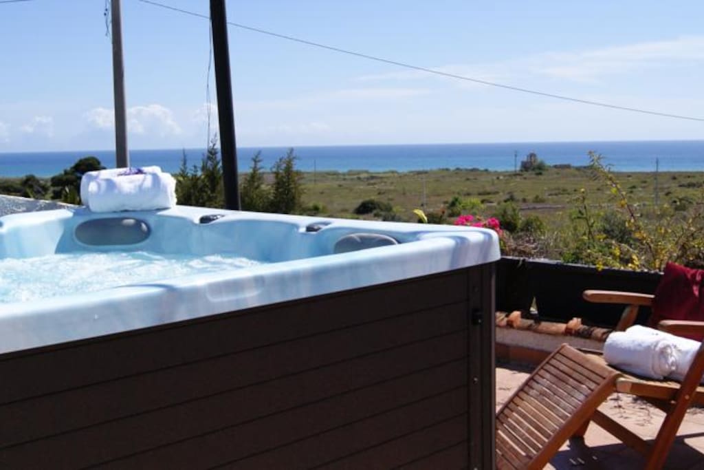 the hot tube in the terrace...