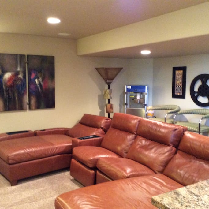 Lower level movie theatre room