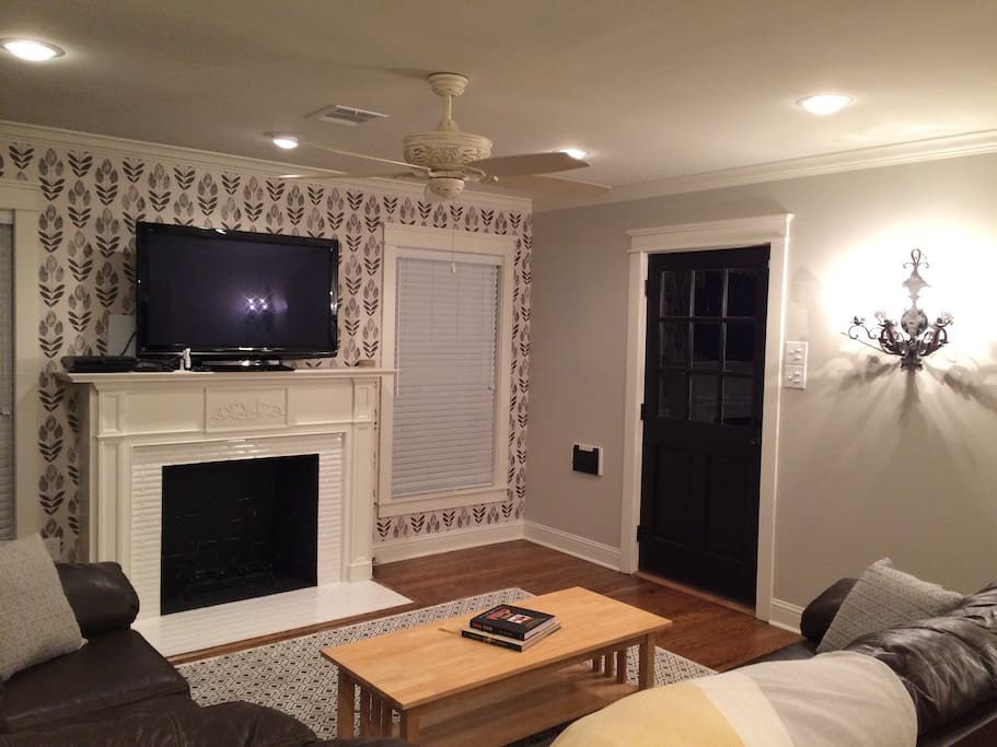 Living room, facing front of the house.
