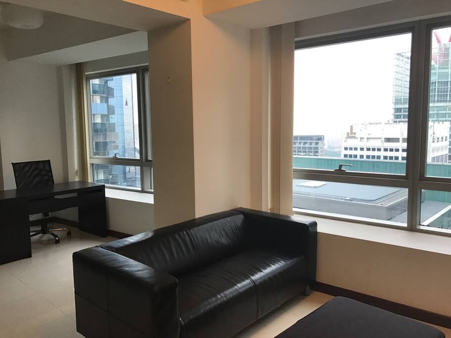 Living & study area with city view