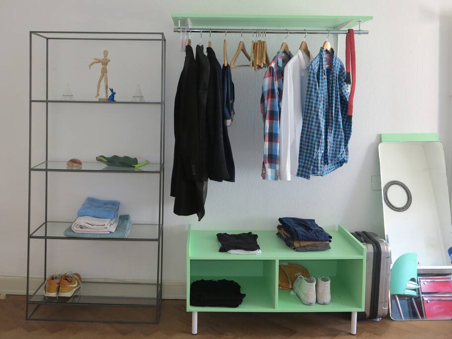 Clothes rack in the room