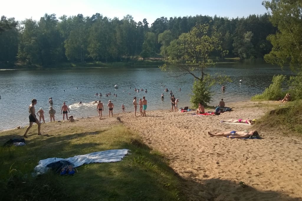 Lake in the summertime. You can reach it in just about five minutes.
