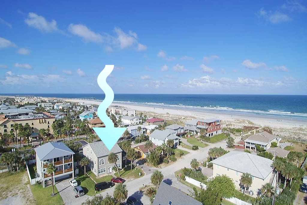 Very close to the beach - just four lots from the actual dunes. No busy streets to cross (this is a side street just off the main A1A road).
Although we can’t technically say we are “on” the beach, we have a shorter walk to be on the sand than even some hotels’ boardwalk distance. (See reviews)
As a bonus- No cars are allowed on this section of the beach either;)
-Just don’t forget flops!