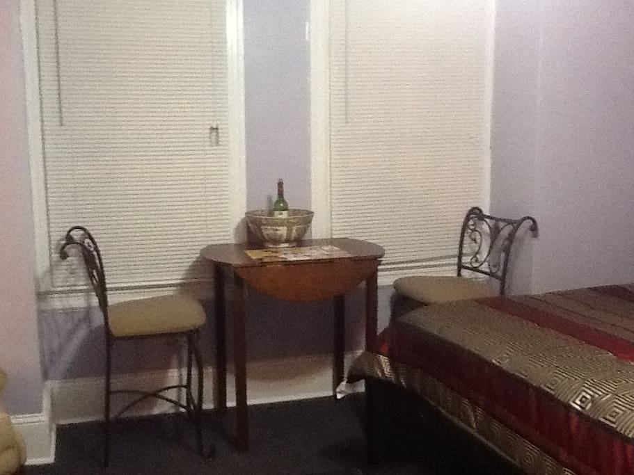 Window with a view of the top front of the room