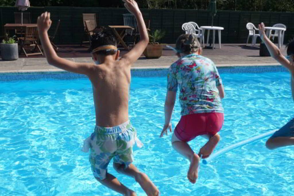 Outdoor heated swimming pool