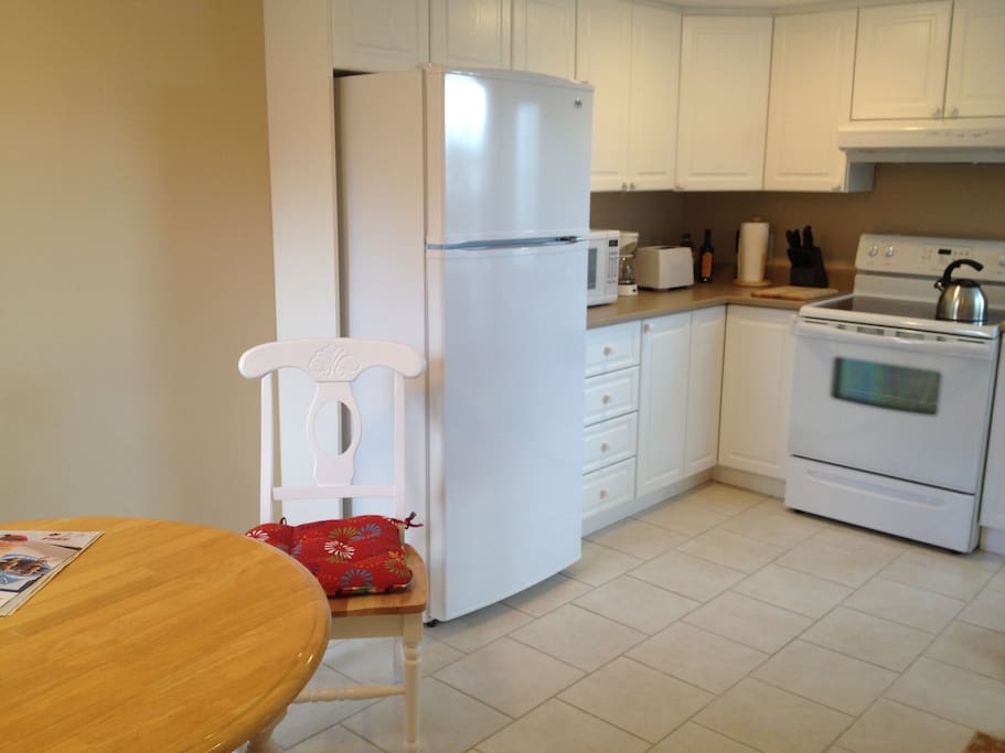 Large kitchen with eating area.