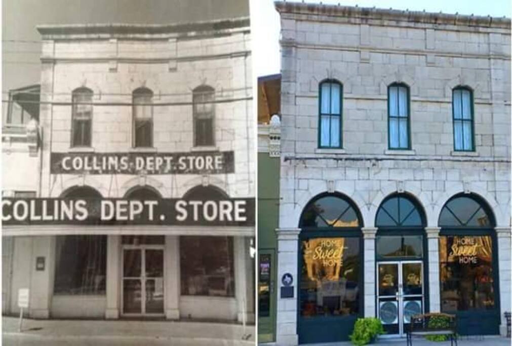Original building on left in 1886.
Building now with B & B upstairs.