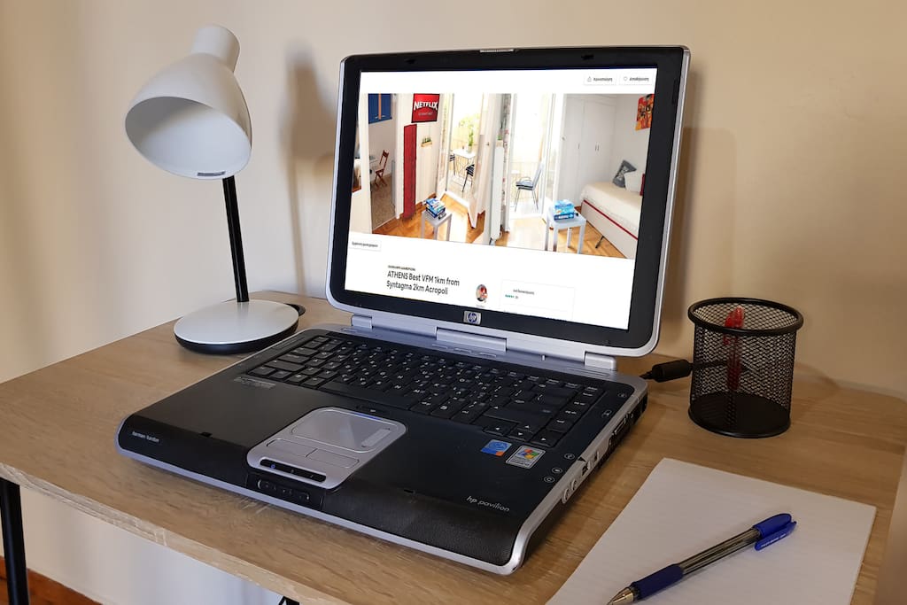 Laptop with wifi free to use inside the house.It's with i3 processor, 4 gb ram and Windows 10 English version. Everytime you open it use it, it erases everything for security and privacy purposes.