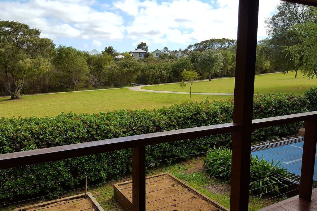Access to deck from main bedroom doors.