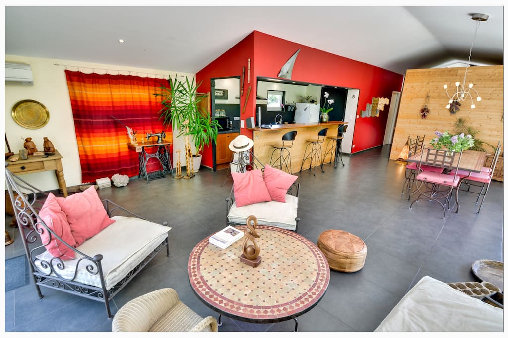 Salon-salle à manger de 50 m²