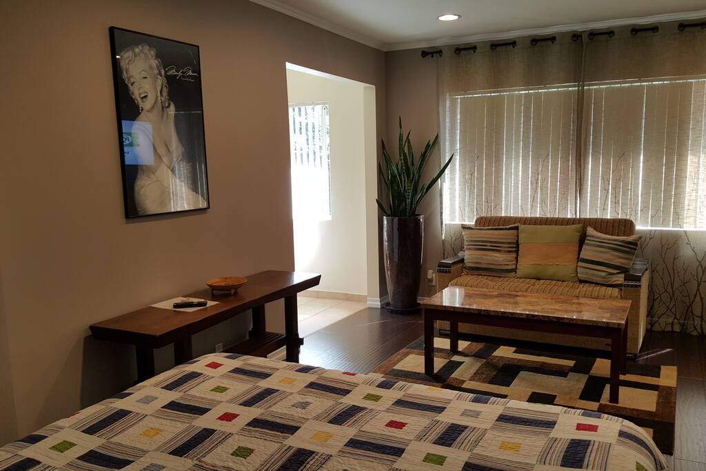 Sitting area with small sofa bed