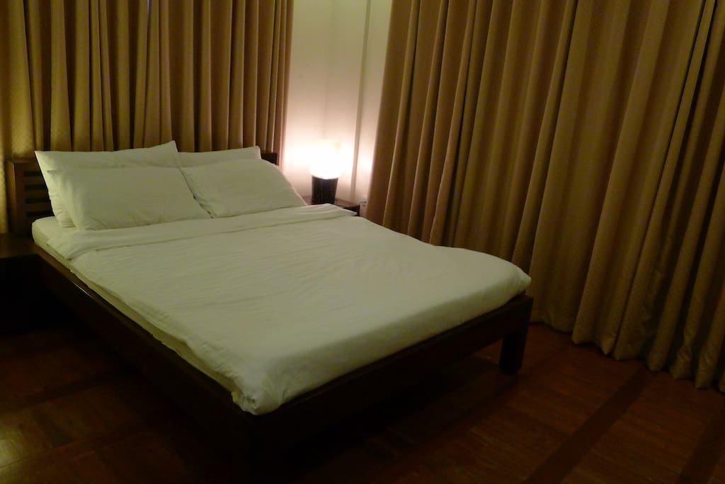 Bedroom with blackout curtains