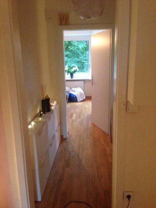 Der Flur ( geradeaus geht's zum Wohnzimmer mit dem Schlafsofa)
