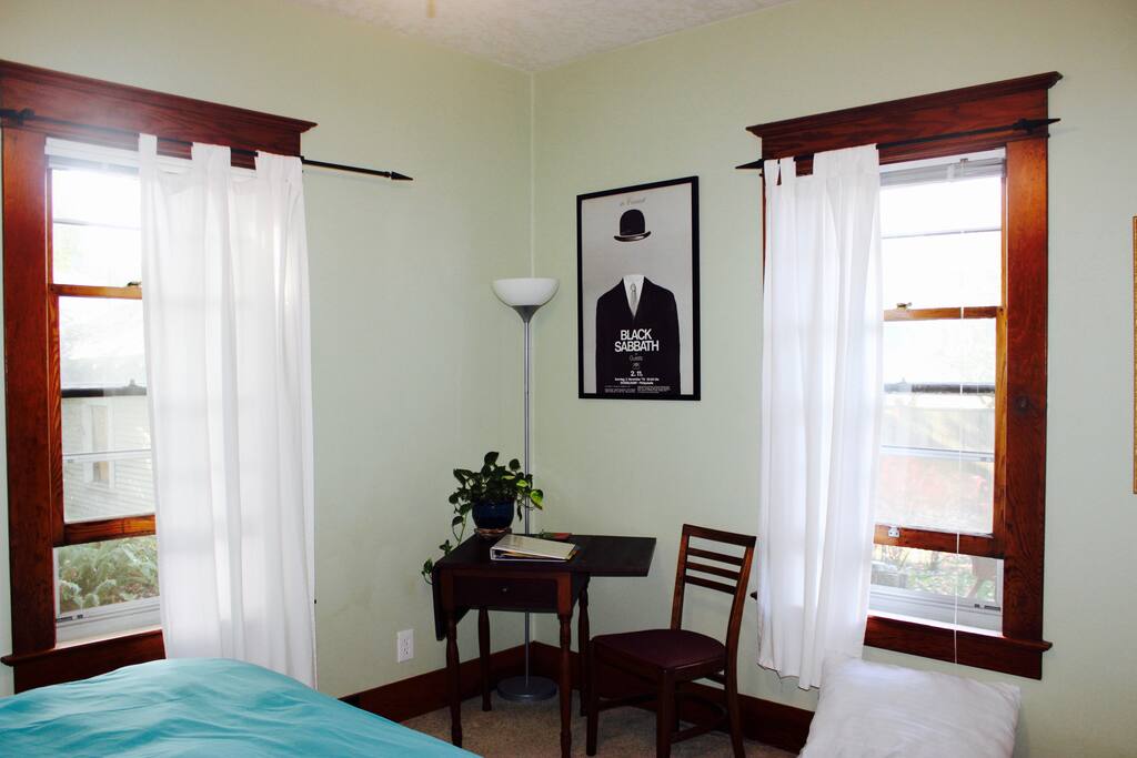 Well lit room with desk space