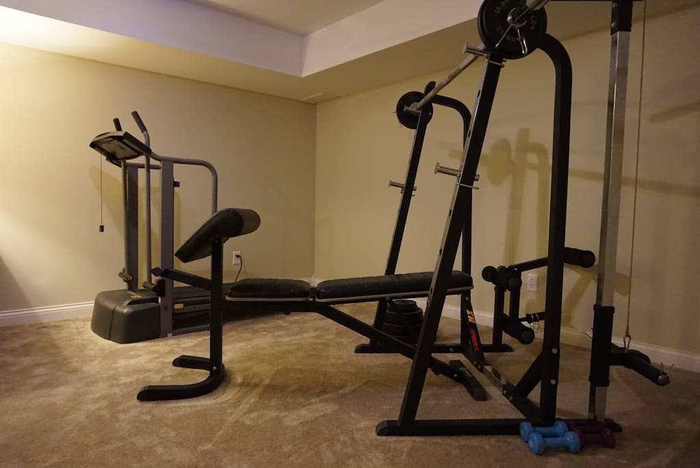 Gym equipment is located right outside of the basement suite. Our guests are more than welcome to continue their fitness regime while away from home.