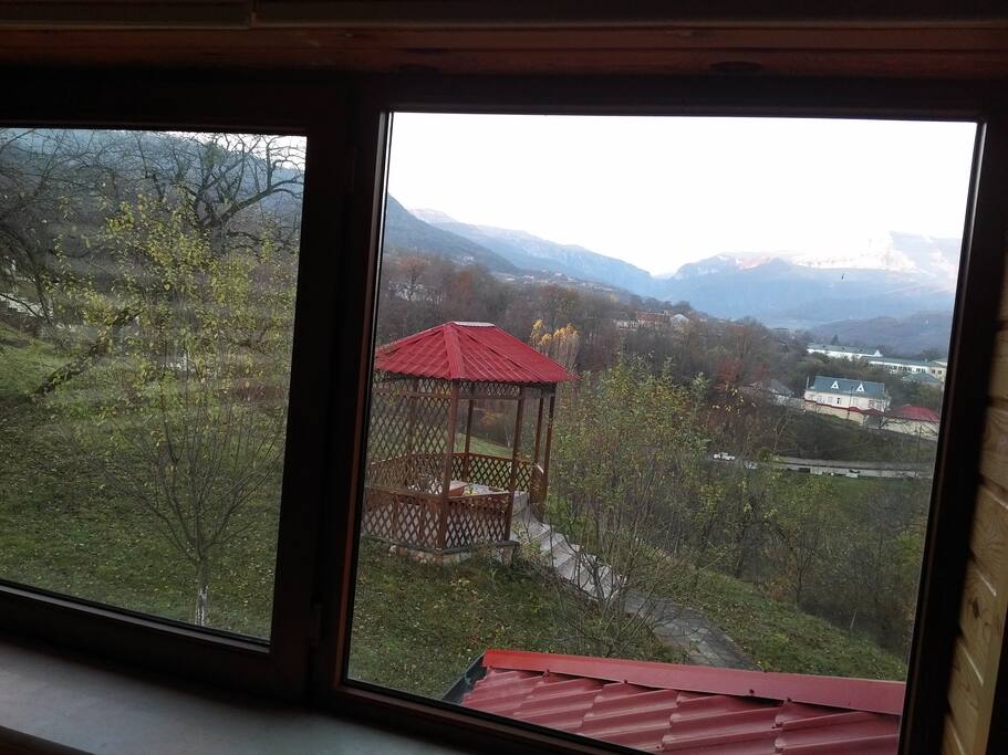 View from top bedrooms and summer tea place outside