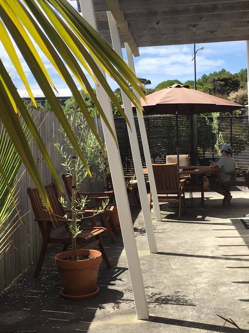 Sunny outdoor courtyard