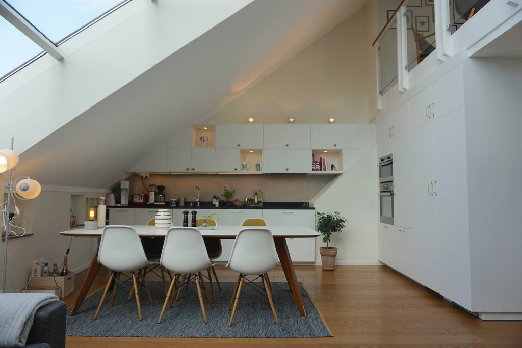 Modern kitchen and dining area