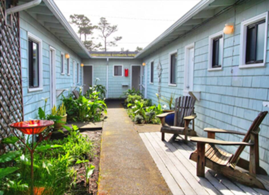 The Inn's courtyard right out your back door.