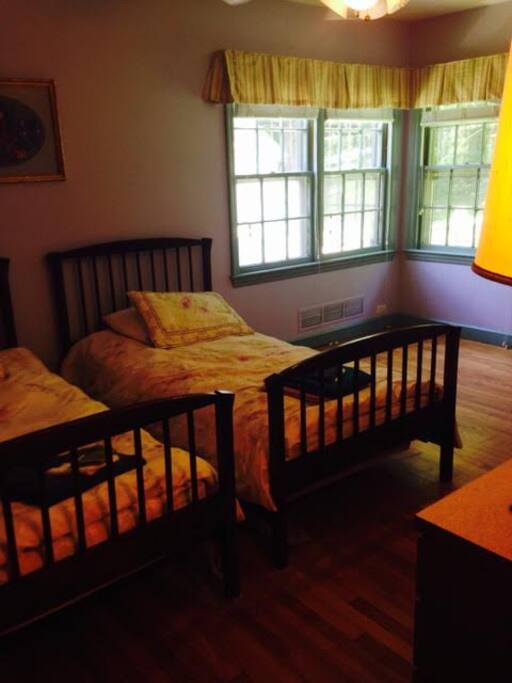 Another view of the spaciousness of the room and the incredible view of the backyard from the windows