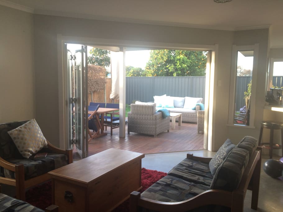 Family area and outside dinner and loungers