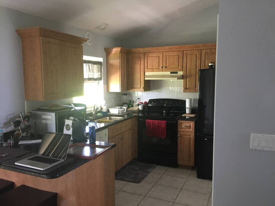 Feel free to use the kitchen, cook if like. Stocked with everything you need.
