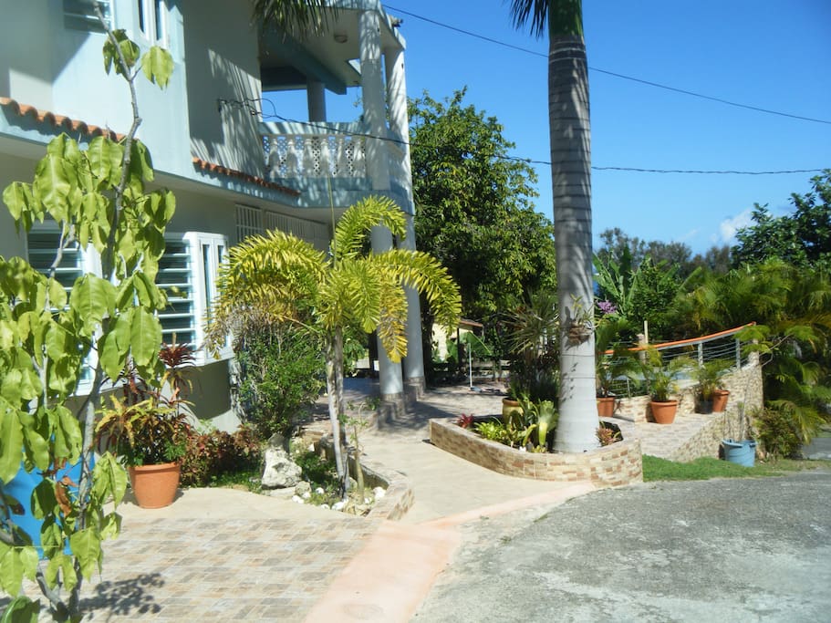 Beautiful patio and garden.
