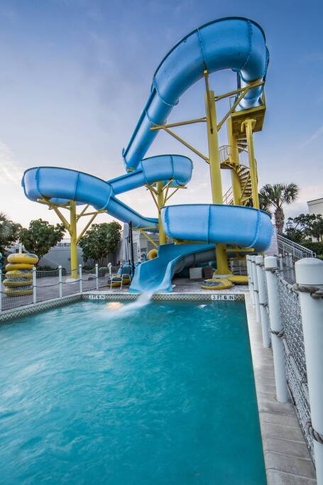 Slide in pool area