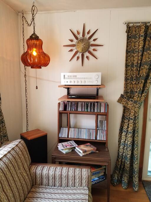 Stereo system with CD player and fun selection.