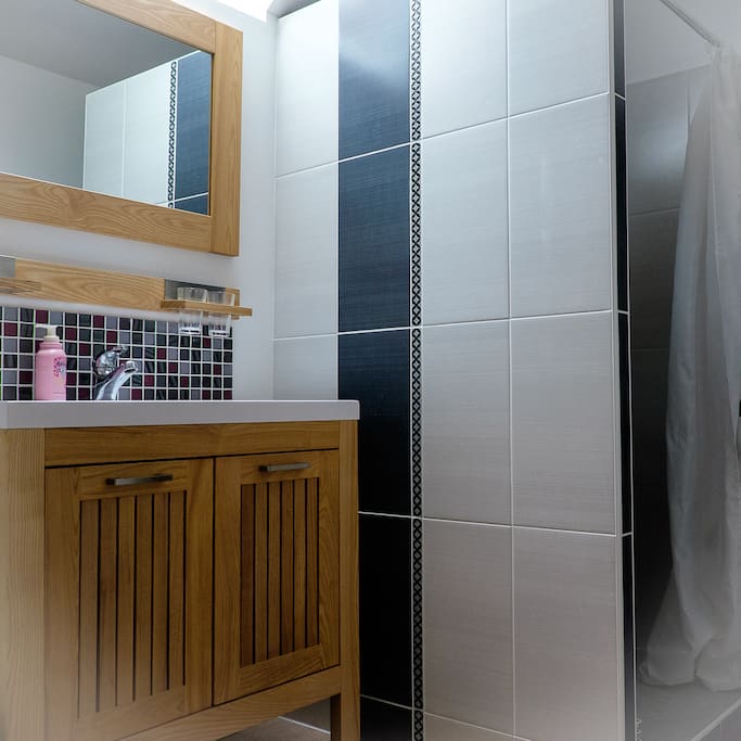 salle de bain avec douche