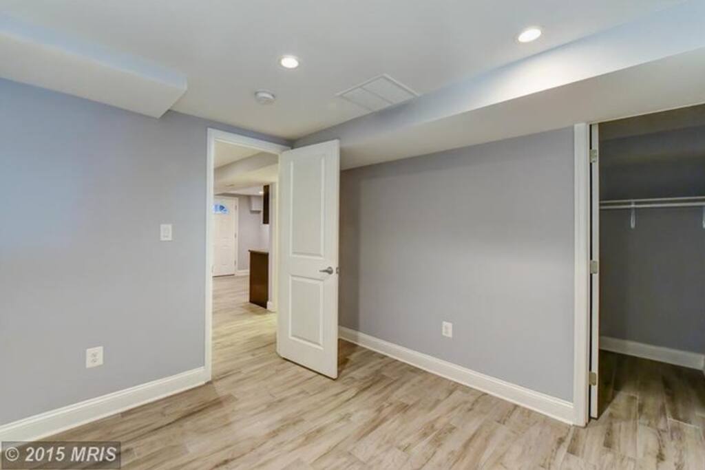Bedroom with closet. Full (double) bed not pictured.