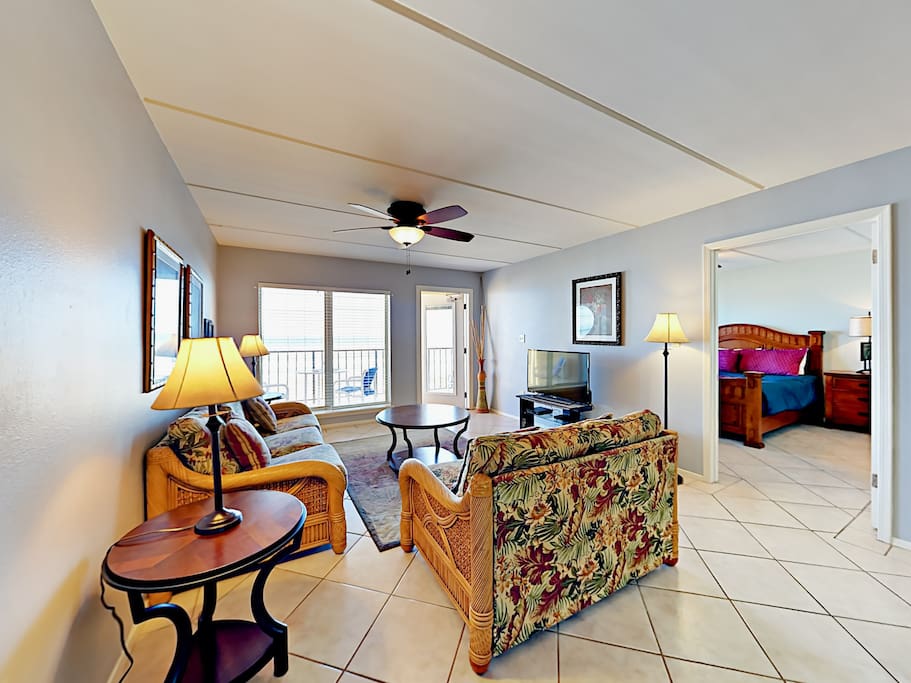 Spend time together in the main living area with a flat screen TV. Complimentary Wi-Fi provided.