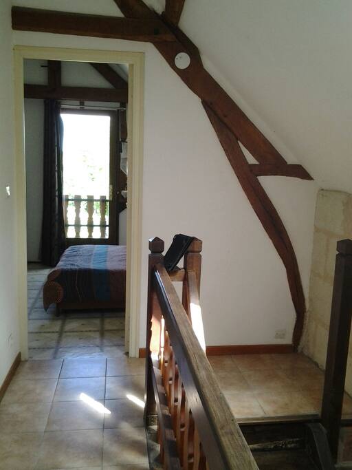 Upstairs, the first bedroom