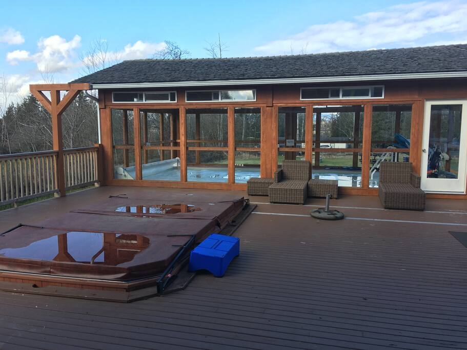 Swim Spa available year round and Saltwater Pool open April - October for guest use only
