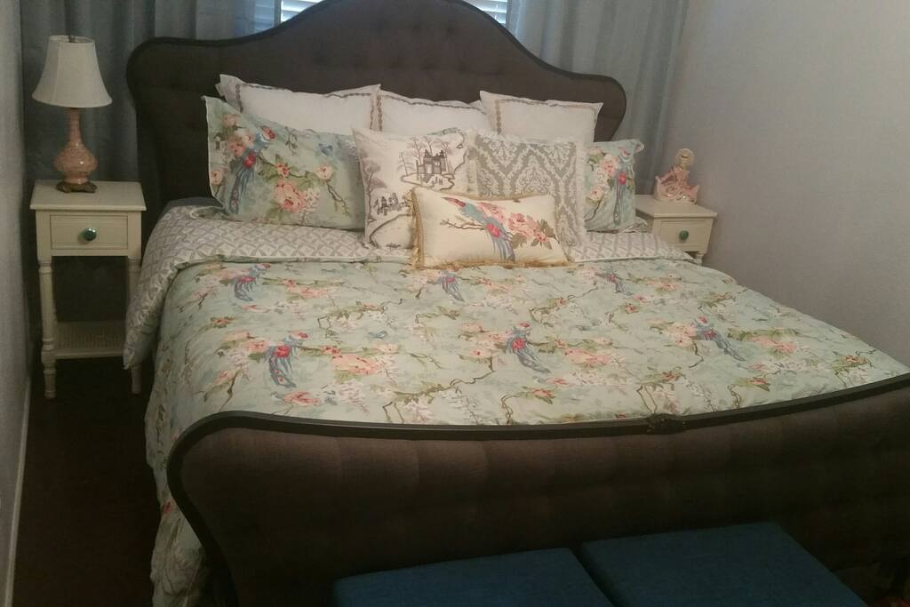 Master bedroom with memory foam king bed.