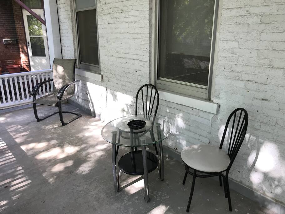 The front porch where there is some seating for our guests to enjoy.