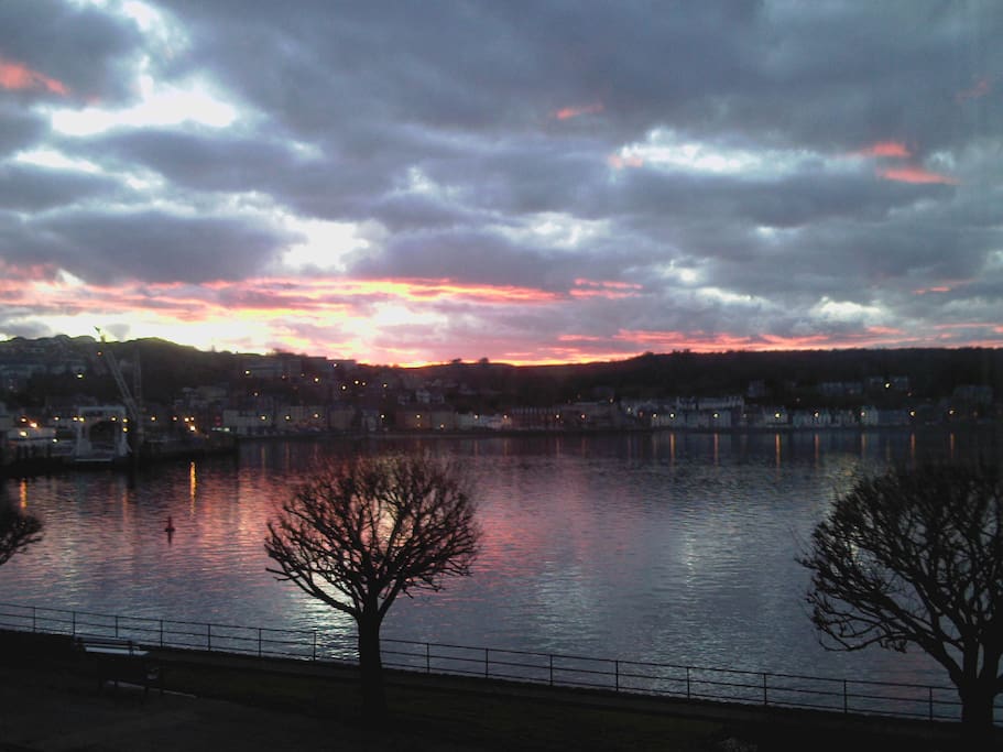 Sunset over Rothesay Bay taken from the Commodore