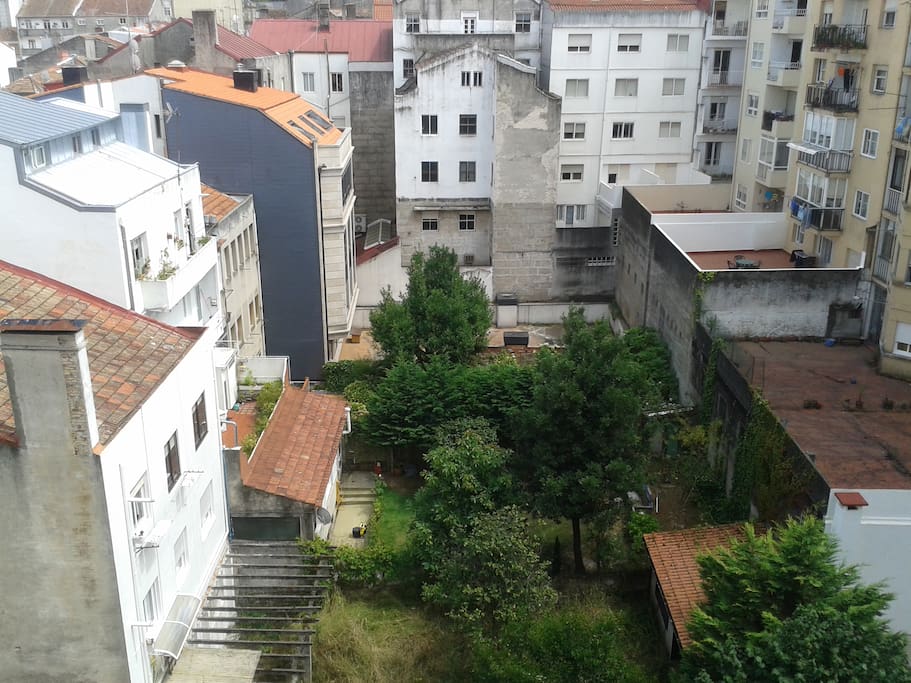 Vistas desde la terraza. Patio amplio con jardines