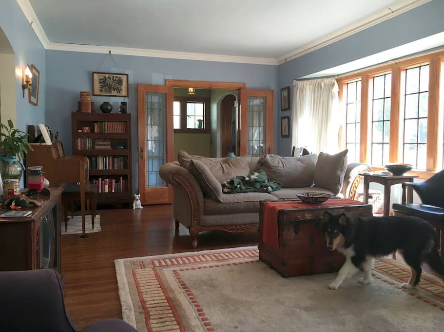 Another view of our living room, we just love all of the windows and our stained glass doors.