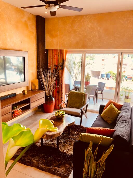Living room with terrace view.