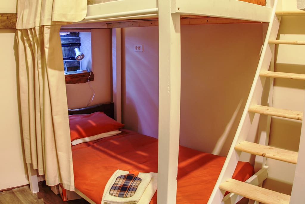 Our private cabin beds in Le Dortoire