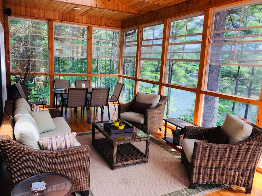 Sit in the Muskoka Room, while feeling as if you're outdoors, bug free