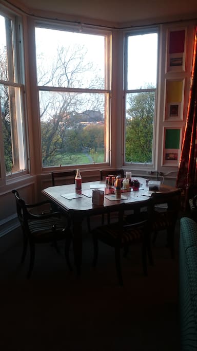 Dining table in the lounge looking across to the castle