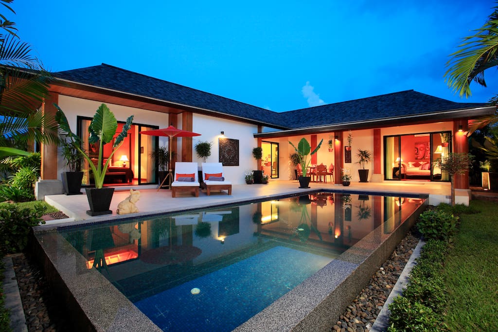 The beautiful villa, terrace and tropical garden