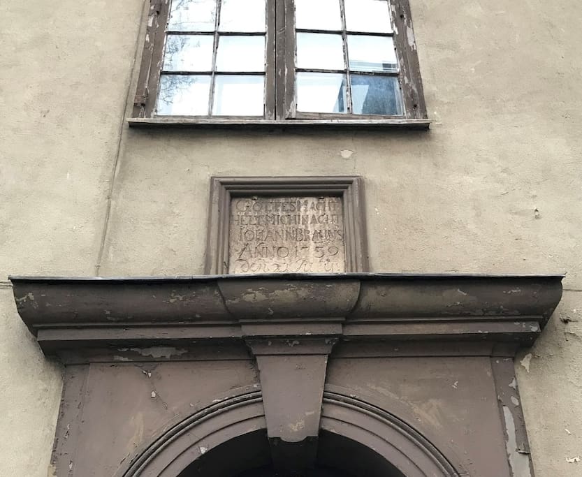Main entry portal refers to 1739 year when building was rebuilt