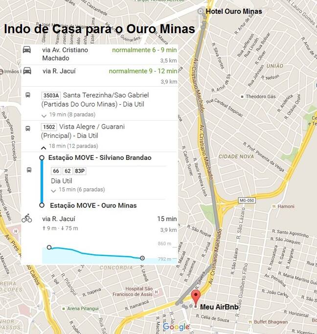 Fácil acesso ao Hotel Ouro Minas, com inúmeras opções de ônibus dia, noite e madrugada há menos de 200m de distância.