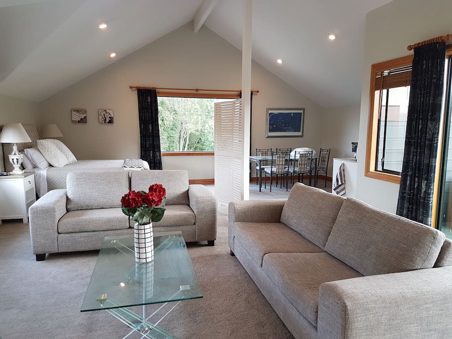 The open plan studio apartment has everything you need