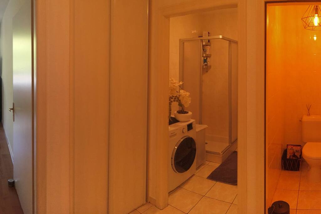 Espace voyageur: chambre, salle de douche et toilettes