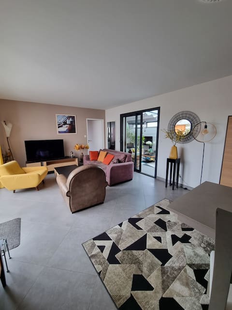 Contemporary house with terrace and garden